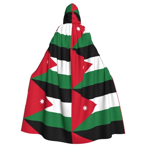 WURTON Karnevalskostüme mit jordanischer Flagge, für Erwachsene, Cosplay, Umhang mit Kapuze, für Damen und Herren, 185 cm von WURTON