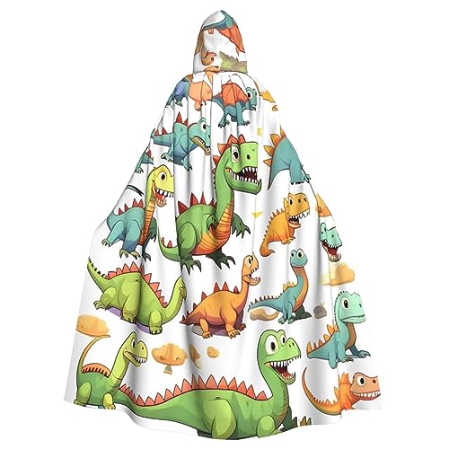 WURTON Mystischer Kapuzenumhang mit Cartoon-Dinosaurier-Bildern, für Damen und Herren, ideal für Halloween, Cosplay und Karneval, 185 cm von WURTON