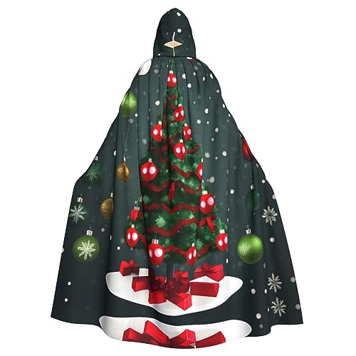 WURTON Mystischer Kapuzenumhang mit Weihnachtsbaum und Ball, für Damen und Herren, ideal für Halloween, Cosplay und Karneval, 185 cm von WURTON