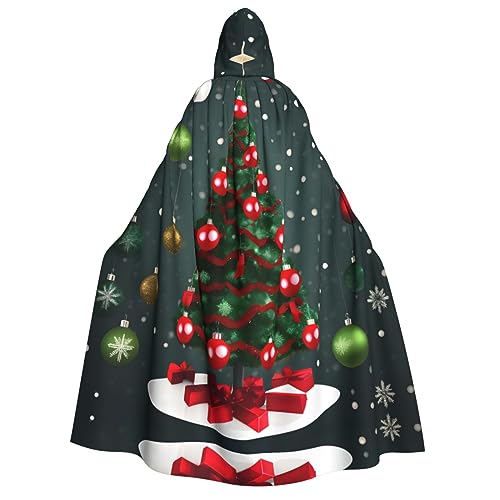 WURTON Mystischer Kapuzenumhang mit Weihnachtsbaum und Ball, für Damen und Herren, ideal für Halloween, Cosplay und Karneval, 190 cm von WURTON