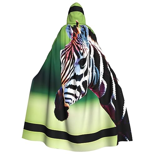 WURTON Mystischer Kapuzenumhang mit Zebra und Giraffe, für Damen und Herren, ideal für Halloween, Cosplay und Karneval, 190 cm von WURTON