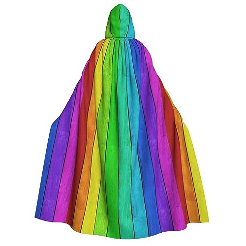 WURTON Regenbogenfarbener Holzhintergrund, Unisex, Kapuzenumhang für Männer und Frauen, Karneval, Mottoparty, Dekoration, Kapuzenumhang für Kinder von WURTON