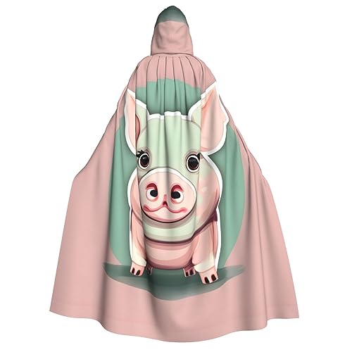WURTON Süßer Langohr-Schweine-Kapuzenumhang, universeller Umhang für Erwachsene, mit Kapuze, Karneval, Cosplay, Kostüm, Umhang, 190 cm von WURTON