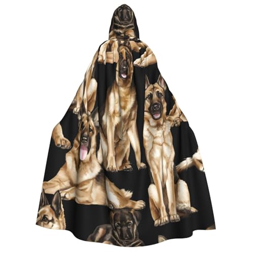 WURTON Umhang mit Kapuze, Motiv: Deutscher Schäferhund, mit Kapuze, Cosplay-Kostüme, Umhang, 190 cm von WURTON