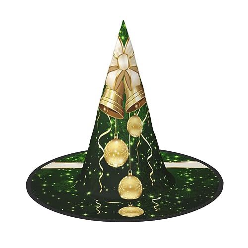 Weihnachten Gold Kugeln Und Glocken Drucken Faltbare Spitze Erwachsene Hexen Hüte Zauberer Halloween Cosplay Zubehör Für Frauen von WURTON