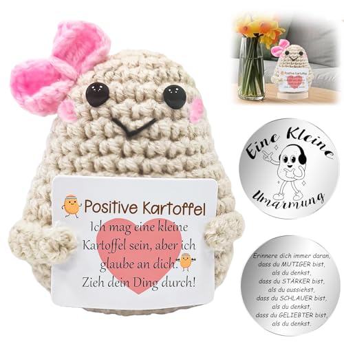 WUSANNA Positive Potato, Positive Kartoffel Deutsch, Positive Kartoffel, Positive Potato Deutsch, Lustige Positive Kartoffel Puppe Geschenk für Freunde Abschluss mit kleine Glücksbringer von WUSANNA