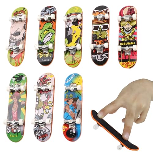 WUSJCOF 8 Stück Finger Skateboard, Fingerspitzen-Skateboard mit Werkzeugen, Mini Skateboard, Fingerboard, Fingerskateboards Set, Finger Spielzeug, Mitgebsel Jungs, Mini Skateboard für Schildkröte WUSJCOF 8 Stück Finger Skateboard, Fingerspitzen-Skateboard mit Werkzeugen, Mini Skateboard, Fingerboard, Fingerskateboards Set, Finger Spielzeug, Mitgebsel Jungs, Mini Skateboard für Schildkröte von WUSJCOF