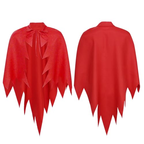 WUSJCOF Halloween Kostüm Damen Teufel Umhang Poncho Cape Fasching Verkleidung (Rot) von WUSJCOF