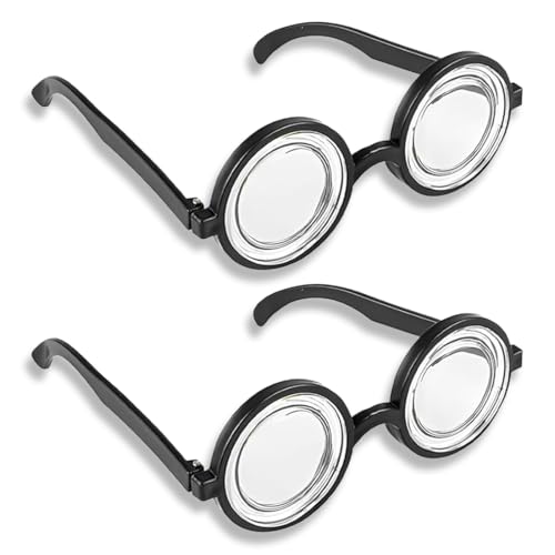 WUSJCOF Nerd Brille - Lustiges Hornbrille ohne Stärke - Kostüm Accessoire für Oma, Streber, Verrückter Professor oder Wissenschaftler (Schwarz) von WUSJCOF