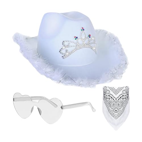 WUUISDNX 3 Stück Stoff Rosa Cowgirl Kostüm Westernhut für Damen Rosa Hut Filz Cowgirl 3 Stück Rosa Fancy Federn Damen Rosa, C WUUISDNX 3 Stück Stoff Rosa Cowgirl Kostüm Westernhut für Damen Rosa Hut Filz Cowgirl 3 Stück Rosa Fancy Federn Damen Rosa, C von WUUISDNX
