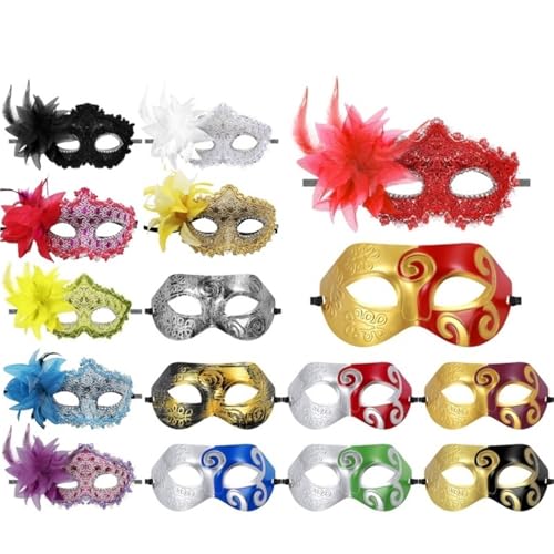 WUYXTO Maskerade Maske 16/32 Stück Maskerade-Masken, Karnevalsmasken, Vintage-Antike-Masken, Unisex-Halbgesichts-Partymasken(16 pieces) von WUYXTO