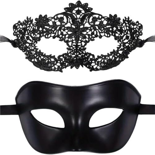WUYXTO Maskerade Maske 2-teiliges elegantes Spitzen-Maskenmasken-Set for Paare for venezianische Partys, Karneval-Maskenmasken WUYXTO Maskerade Maske 2-teiliges elegantes Spitzen-Maskenmasken-Set for Paare for venezianische Partys, Karneval-Maskenmasken von WUYXTO