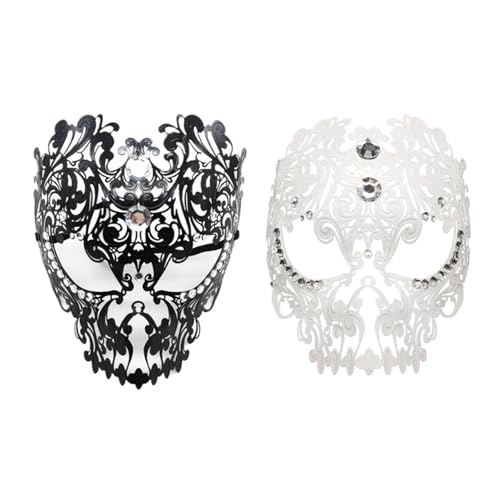 WUYXTO Maskerade Maske 2PCS Diamond Inlayed Full Face Metal Mask Masquerades Mask Party Accessories von WUYXTO