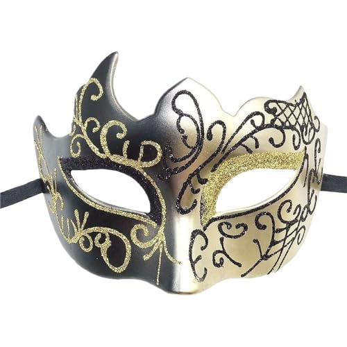 WUYXTO Maskerade Maske 2PCS Polychrome bemalte Maskerademasken Vintage venezianische Party-Mardi-Gras-Masken(Yellow) von WUYXTO