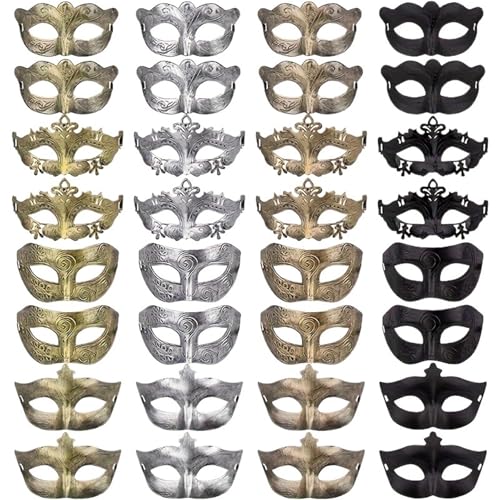 WUYXTO Maskerade Maske 32 Stück Maskerade Party Mardi Gras Antikfarben Masken Ball Party Zubehör Performance Requisiten von WUYXTO