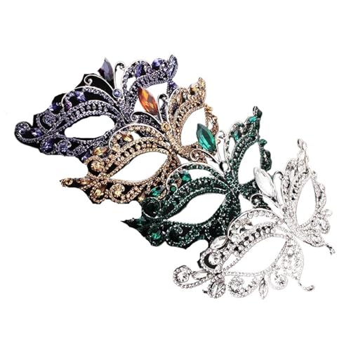 WUYXTO Maskerade Maske 4 Stück bezaubernde funkelnde Masken for Damen, Strass-Gesichtsmaske, weibliche Maskerade, Tanzparty, Bankett-Masken von WUYXTO