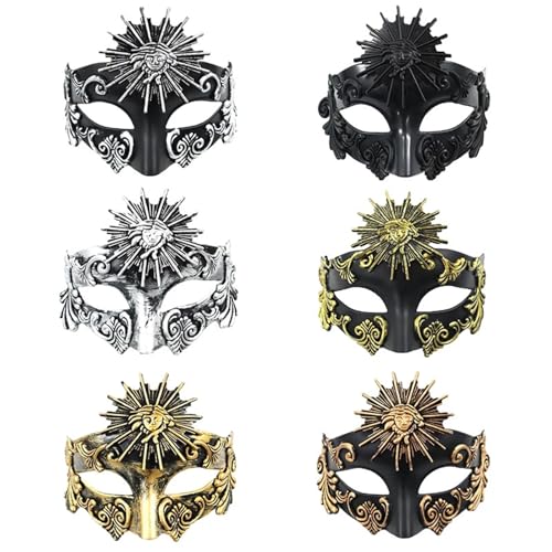 WUYXTO Maskerade Maske 6PCS Maskerade Cosplay Maske Kunststoff Halbgesicht Männer Frauen Karneval Requisiten Tanzmaske von WUYXTO