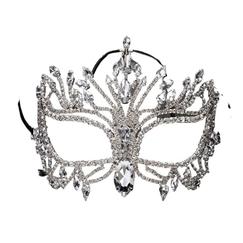 WUYXTO Maskerade Maske Kristallmaske Vollgesichtskostüm Damendekorationen Geburtstag Strass Fashion Club Haarschmuck Hochzeitsaccessoires(Golden) von WUYXTO