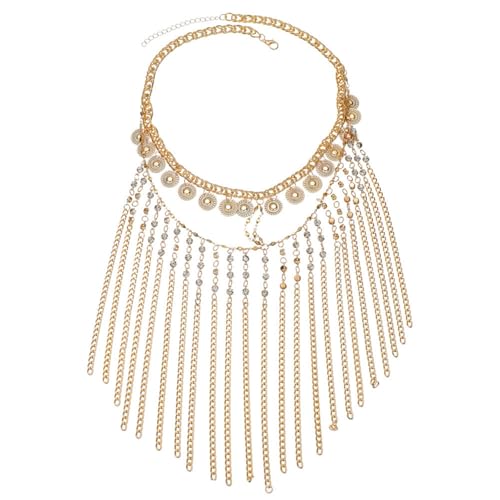 WUYXTO Maskerade Maske Strass Golden Fransen Gesichtsvorhang Schmuck Frauen Abschlussball Party Maske Kette Kopfbedeckung Dekoration Brautschleier von WUYXTO