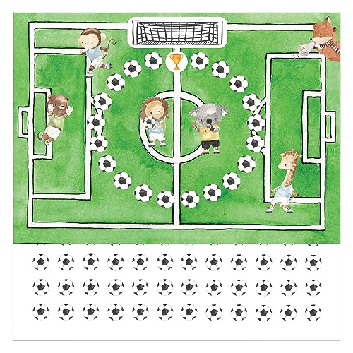 WUZZINIS® Belohnungstafel Kinder | 10 Blatt | Sticker | Fußball | Aufgabentafel | Regelgewöhnung | Zähneputzen | Töpfchentraining | Motivation im Hauhsalt | Lernsystem | herg. in Österreich von WUZZINIS