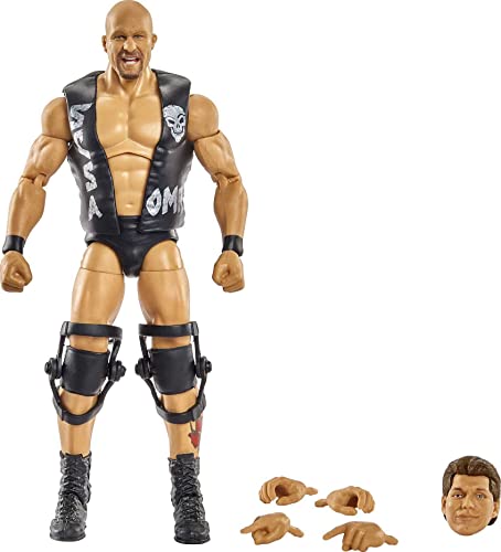 WWE HJF08 - „Stone Cold“ Steve Austin WrestleMania Actionfigur mit Einzugsweste und Bauteilen zum Zusammenstecken der Vince McMahon Figur, ca. 15 cm, beweglich, zum Sammeln für WWE-Fans ab 8 Jahren von WWE