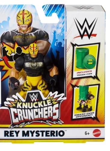 WWE Knuckle Crunchers Figur, 10 cm – Figuren Rey Mysterio + Zubehör von WWE