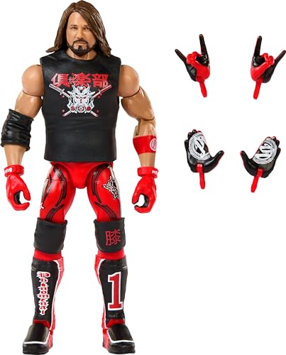 WWE Aj Styles Dekofigur mit Gelenken, Elite-Kollektion, 15 cm, 25 Gelenkpunkte, Truefx-Details und ikonisches Zubehör, Spielzeug für Kinder, ab 3 Jahren, HKP03 von WWE