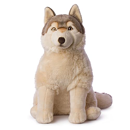 WWF Plüsch WWF91135, Wolf sitzend (70cm), besonders Flauschige und lebensechte Plüschtierkollektion des WWF, hohe Qualitäts- und Sicherheitsstandards, auch für Babys geeignet Mehrfarbig von WWF