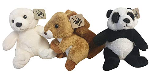 WWF Plüschfiguren Kollektion 3er Set in Geschenkbox mit einem Eichhörnchen, einem Polarbären und einem Pandabären von WWF