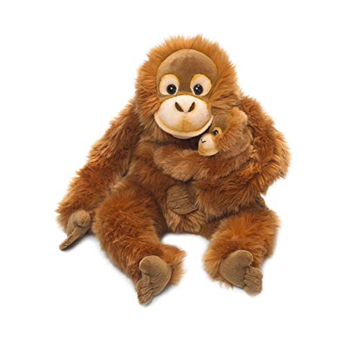 WWF WWF16112 World Wildlife Fund Plüsch Orang-Utan Mutter mit Baby, realistisch gestaltetes Plüschtier, ca. 25 cm groß und wunderbar weich, braun von WWF