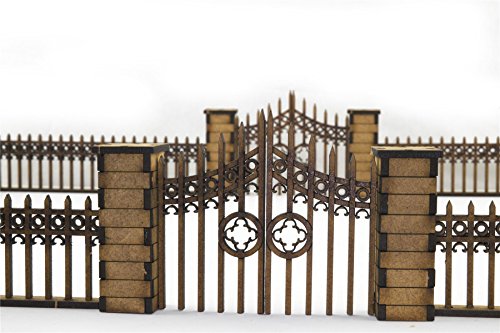 War World Gaming Gotischer Zaun mit Tore und Säulen - 28mm Tabletop Gelände Modellbau Diorama von WWS
