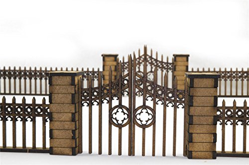 War World Gaming Gotischer Zaun mit Tore und Säulen - 28mm Tabletop Gelände Modellbau Diorama War World Gaming Gotischer Zaun mit Tore und Säulen - 28mm Tabletop Gelände Modellbau Diorama von War World Gaming