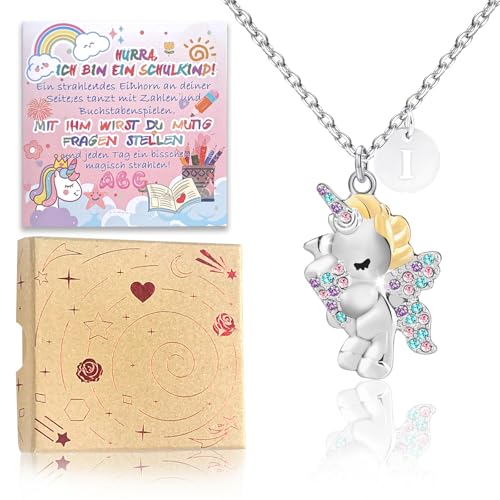 Einschulung Mädchen Geschenk,2025 Schulkind,schultüte Einhorn Inhalt,Einhorn Halskette Glücksbringer mit Grußkarte Geschenkbox für Mädchen 5-12 Jahre Einschulung Mädchen Geschenk,2025 Schulkind,schultüte Einhorn Inhalt,Einhorn Halskette Glücksbringer mit Grußkarte Geschenkbox für Mädchen 5-12 Jahre von WWISTOA