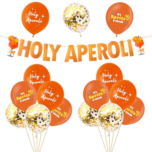 WWISTOA Aperol Dekoration Orange Dekoration Glitzer Wand Deko Aperol Spritz Geschenke für Geburtstag Orange Girlande Banner JGA Sommer Karneval Hawaii Strandparty von WWISTOA