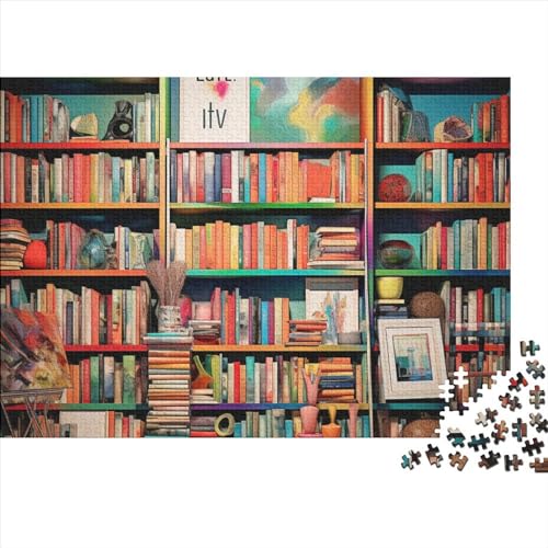Bookshelf 1000 Piece Puzzle Impossible Puzzle, Art Puzzle Game, for Adults Stress Relieve Family Puzzle Game for Adults and Children from 14 Years 1000pcs (75x50cm) von WWJLRLXTO
