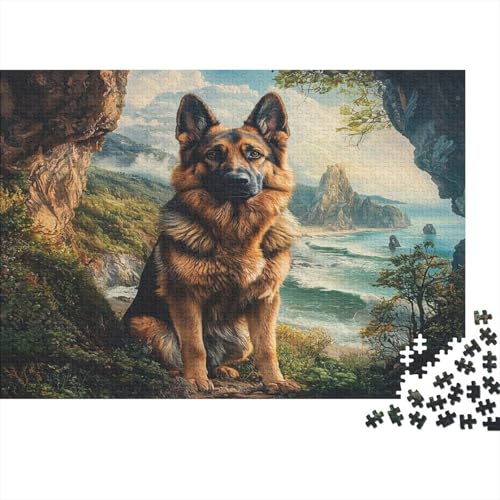 Deutscher Schäferhunds Puzzle 1000 Teile Erwachsene Erwachsene Klassische Puzzles 1000 Teile Erwachsene Puzzlespiel Schwer Pädagogisches Spielzeug Erwachsene Kinder Puzzel 1000pcs (75x50cm) von WWJLRLXTO