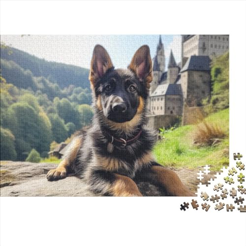German Shepherds 1000 Piece Puzzle Impossible Puzzle, Cool Dog Puzzle Game, for Adults Stress Relieve Children Educational for Adults and Children from 14 Years 1000pcs (75x50cm) von WWJLRLXTO