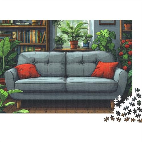 Living Room 1000 Pieces Puzzles Impossible Puzzle, Cartoon Puzzle Game, for Adults Stress Relieve Game Toy Gift for Adults and Children from 14 Years 1000pcs (75x50cm) von WWJLRLXTO