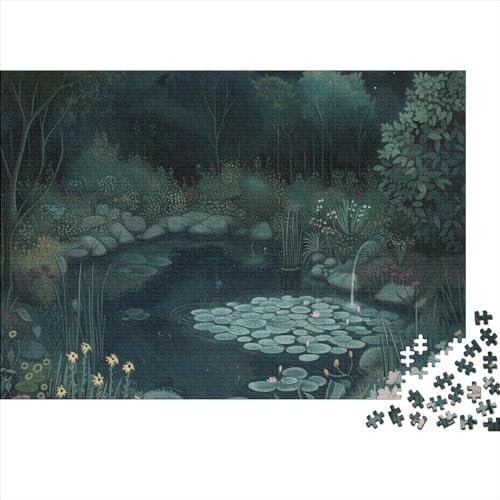 Lotus Pond Puzzle 1000 Teile Moonlight Puzzles Für Erwachsene Herausforderungsspielzeug Lernspiel Puzzlespiel Ab 14 Jahren 1000pcs (75x50cm) von WWJLRLXTO