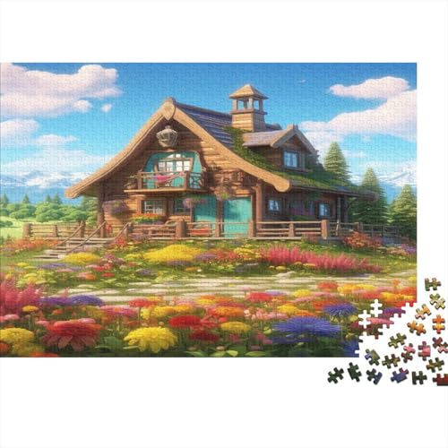Mountain Village Cottage Puzzlespiel 1000 Teile Puzzle Für Erwachsene Und Kinder Ab 14 Jahren, Erwachsenen Puzzlespiel Puzzel 1000pcs (75x50cm) von WWJLRLXTO
