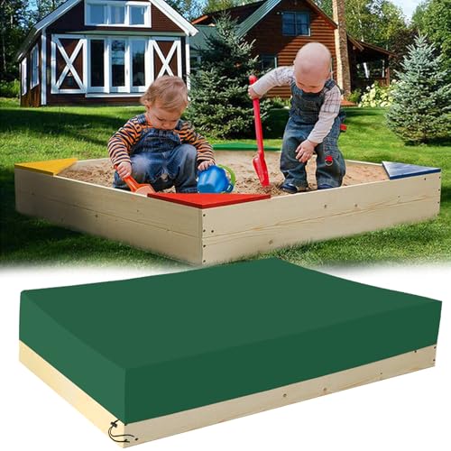 Sandkasten Abdeckung Wasserdicht 210D Oxford-Stoff Abdeckung Sandkasten Staubdicht Abdeckplane Sandkasten Sandkastenabdeckung mit Kordelzug für Sandkasten Garten (Grün, 150 * 150 * 20cm) von WWLEIHUO