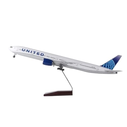 Flugzeugmodell im Maßstab 1:157 For777 B777 United Airlines Modell mit Lichtern und Rädern, Landebahn, Flugzeugmodell aus Kunstharz, Druckguss, 47 cm, Flugzeug mit Halterung (kein Licht) von WWPIS