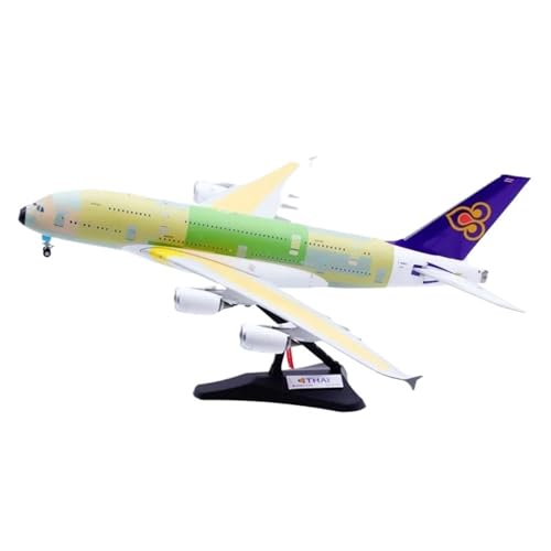 Metall-Flugzeugmodell 1:200 for Thai Airways Airbus A380 "Nude Metal", Druckguss-Flugzeugmodell, Flugzeug-Sammlungsmodell-Set mit Ständer von WWPIS