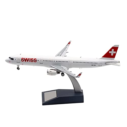Miniatur-Flugzeug für A321 HB-IOO 1:200, Modellflugzeug, Druckgussflugzeug aus dünner Legierung, mit Fahrzeug, mit Halterung von WWPIS