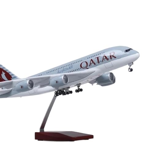 Miniatur-Flugzeugmodell im Maßstab 1/160, 50,5 cm für Qatar Airways A380, Flugzeugmodell mit Lichtern und Rädern, Flugzeug-Modellbausatz aus Kunstharz, Flugzeug mit Ständer (kein Licht) von WWPIS