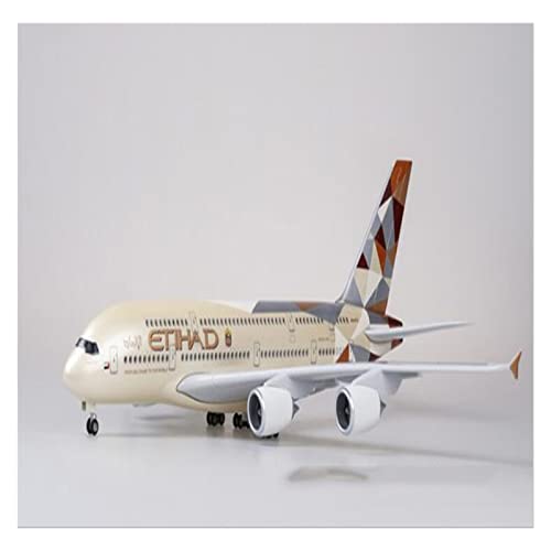 Miniatur des Flugzeugs, 1/160, geeignet für 380 A380, ETIHAD, Modell Flugzeug, Lichter und Räder, Sammlerstücke, Flugzeuge, Kunstharz, Druckguss, Flugzeug, mit Halterung (A) von WWPIS