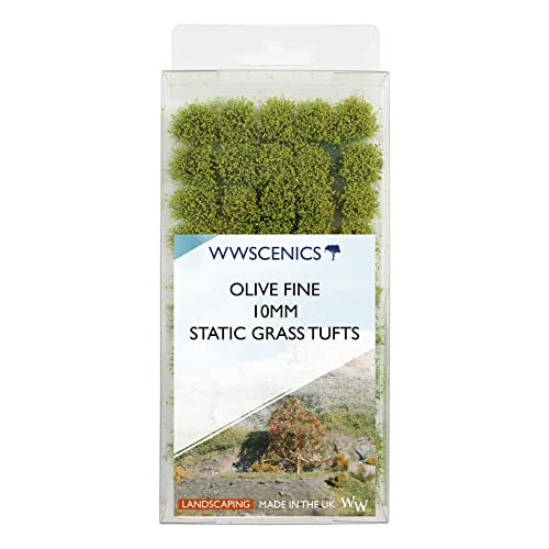 WWScenics 10mm Feines Olivgrünes Laub | Statische Grasbüschel x 100 | WFT10-108 | für Modellbau und Dioramen von WWS War World Scenics