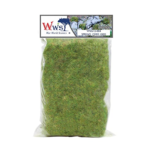 WWS War World Scenics WWScenics | 12mm Frühling Statische Grasfasern | 100g | WSG12-004 | Streugras für Modellbahn und Modellbau von WWS War World Scenics