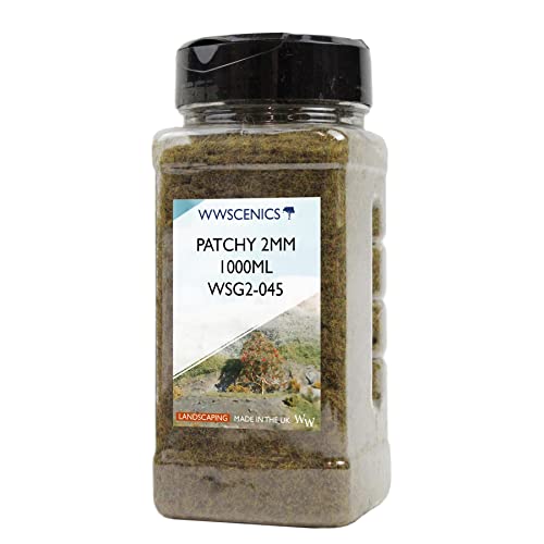 WWS War World Scenics WWScenics | 2mm Uneinheitliche Statische Grasfasern | 1000ml | WSG2-045 | Streugras für Modellbahn und Modellbau von WWS War World Scenics