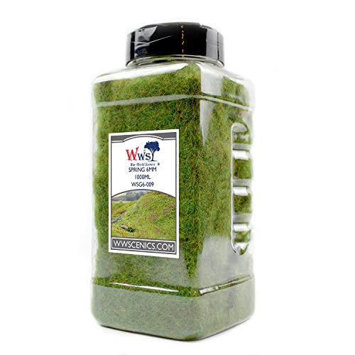 WWS War World Scenics WWScenics | 6mm Frühling Statische Grasfasern | 1000ml | WSG6-009 | Streugras für Modellbahn und Modellbau von WWS War World Scenics